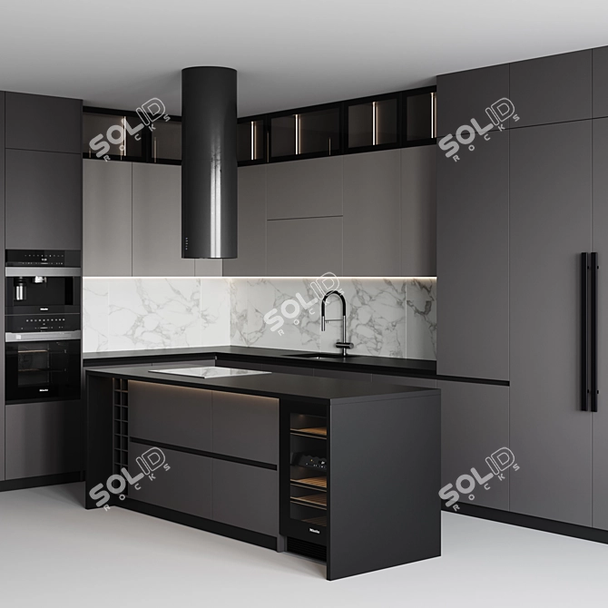 Customizable Modern Kitchen Set 3D model image 2