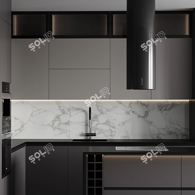 Customizable Modern Kitchen Set 3D model image 3