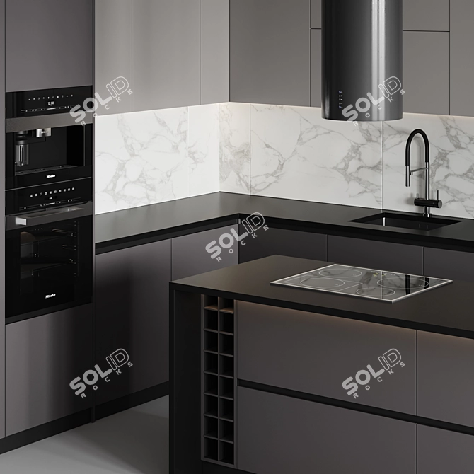 Customizable Modern Kitchen Set 3D model image 4