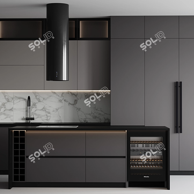 Customizable Modern Kitchen Set 3D model image 5