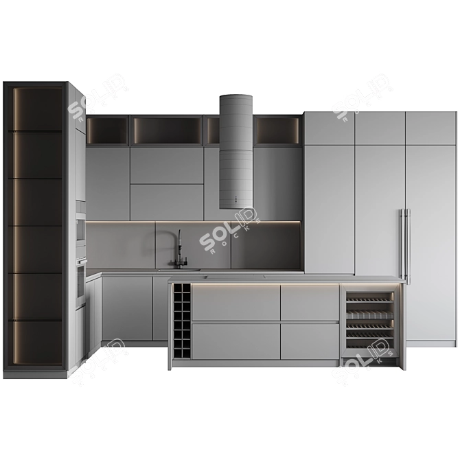 Customizable Modern Kitchen Set 3D model image 7