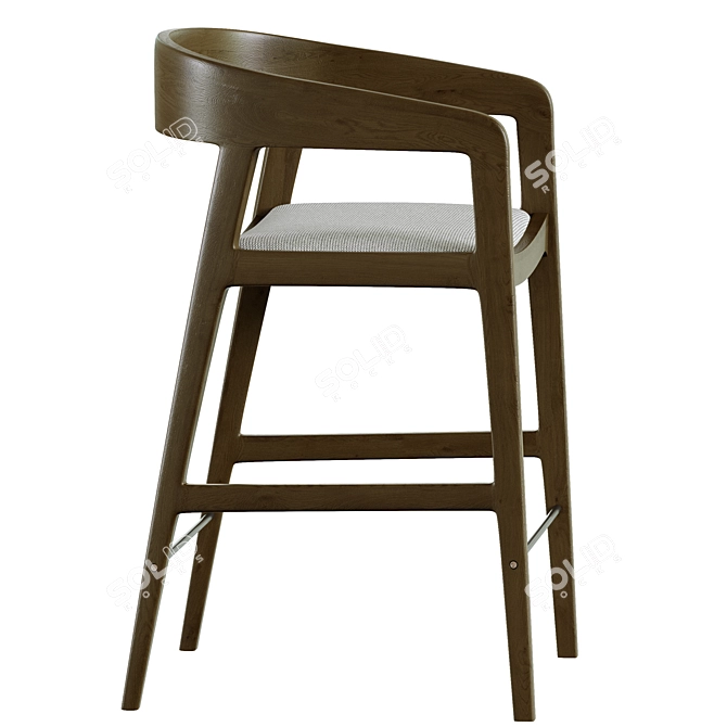 Grey Oak Semi-Bar Stool 3D model image 6