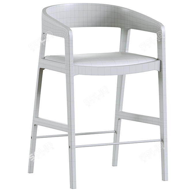 Grey Oak Semi-Bar Stool 3D model image 7