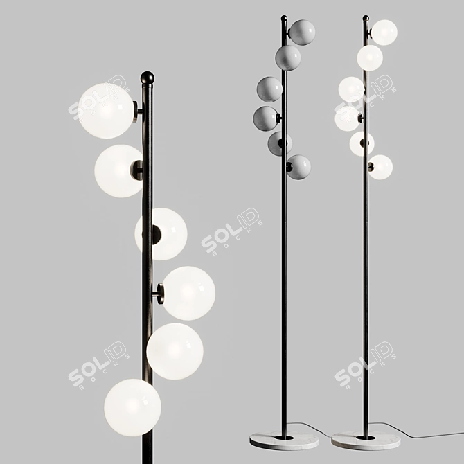 Contemporary Marble Base Glass Floor Lamp 3D model image 1