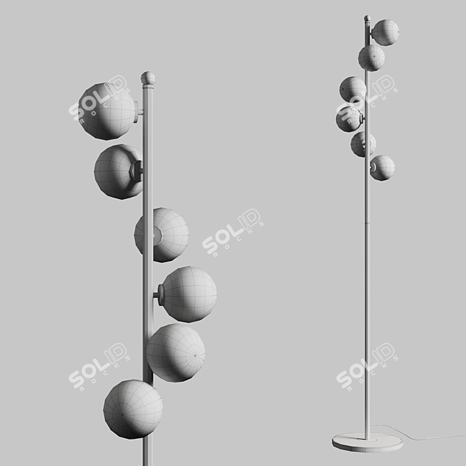 Contemporary Marble Base Glass Floor Lamp 3D model image 4