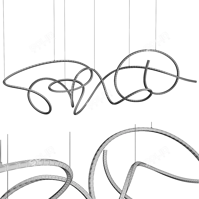 Elegant Inari Chandelier Light 3D model image 3