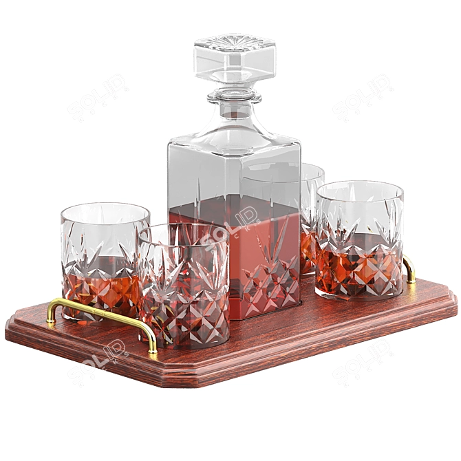 Elegant Carafe Tray Set 3D model image 1