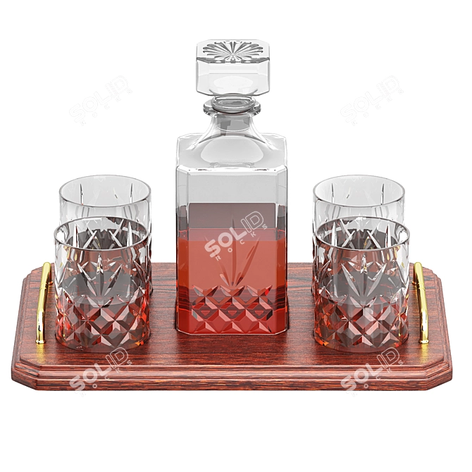 Elegant Carafe Tray Set 3D model image 2