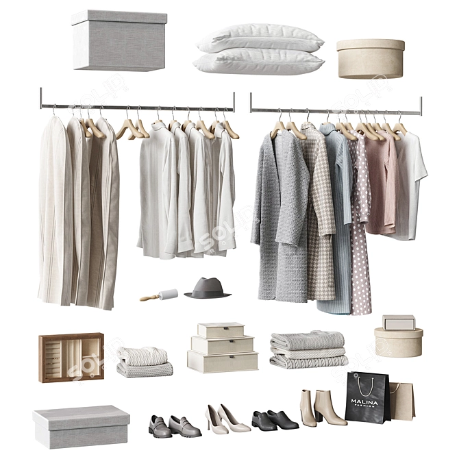 Contemporary Wardrobe Fillings 3D Model 3D model image 3