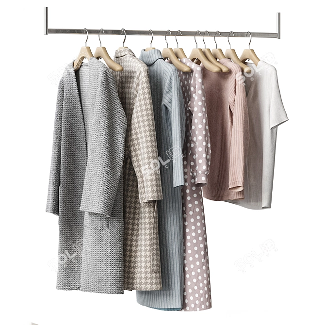 Contemporary Wardrobe Fillings 3D Model 3D model image 1