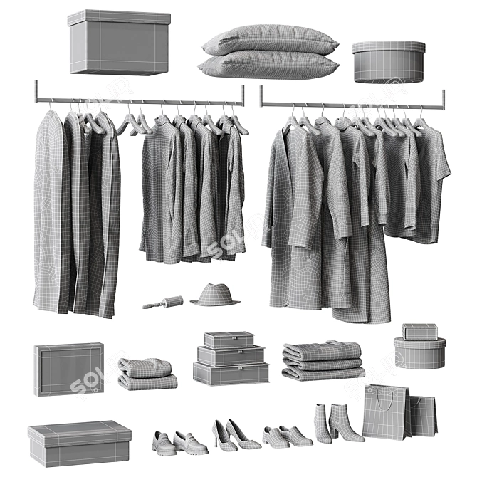 Contemporary Wardrobe Fillings 3D Model 3D model image 2