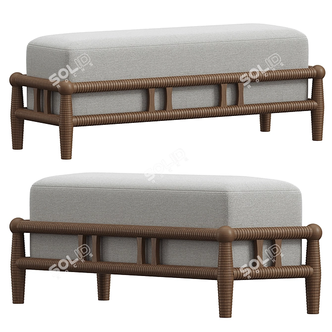 Heritage Ash Dining Bench Unique 3D model image 1