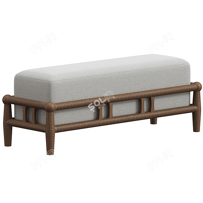 Heritage Ash Dining Bench Unique 3D model image 2