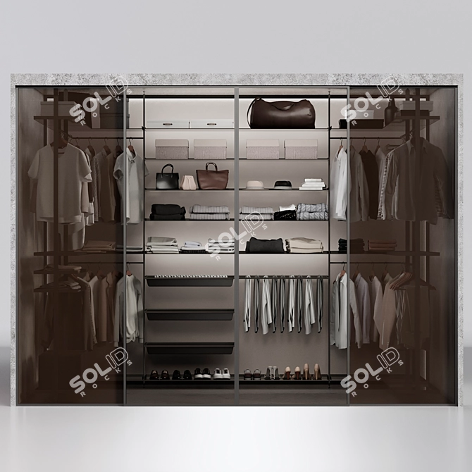 Modern Style Wardrobe System with Storage 3D model image 6