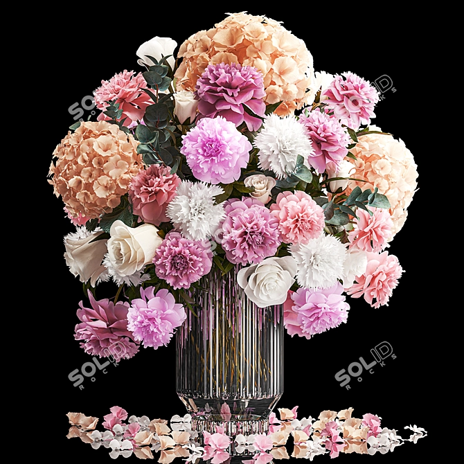 Spring Blooms Vase Arrangement 3D model image 1