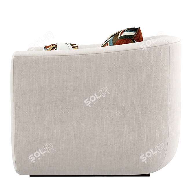 Minimalist White Velvet Armchair 3D model image 4