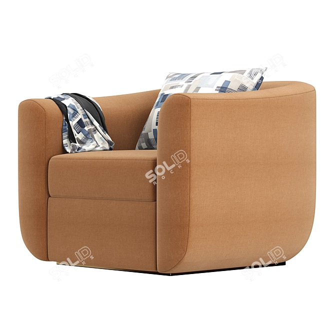 Minimalist White Velvet Armchair 3D model image 6