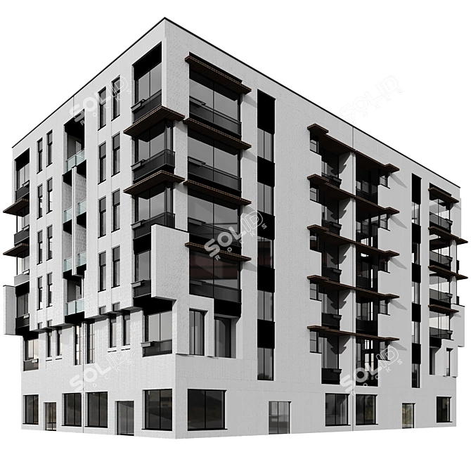 Modern Residential Building Architecture 3D model image 1