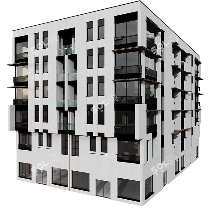 Modern Residential Building Architecture 3D model image 3