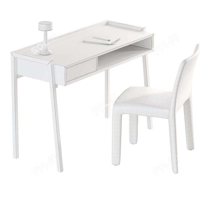 Sleek Oak Desk Set 3D model image 4