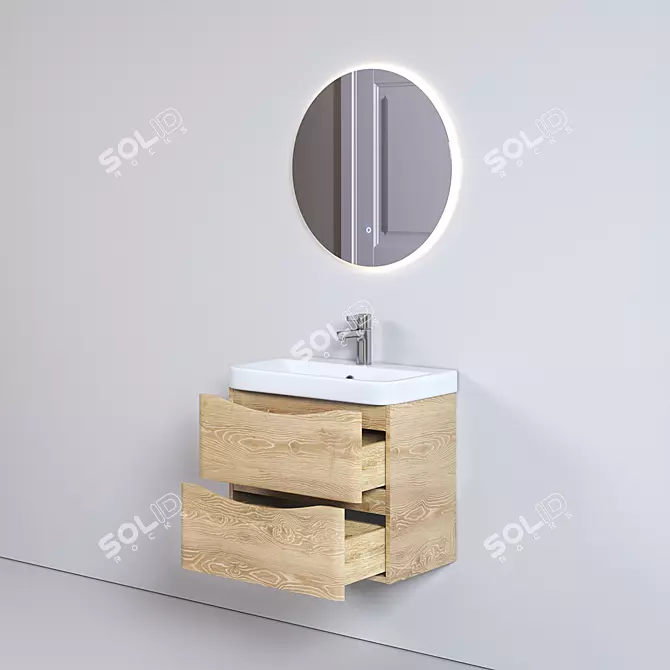 Oak Integrated Handle Storage System 3D model image 5