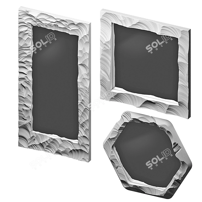 Artisan Gypsum Framed Mirror Set 3D model image 1