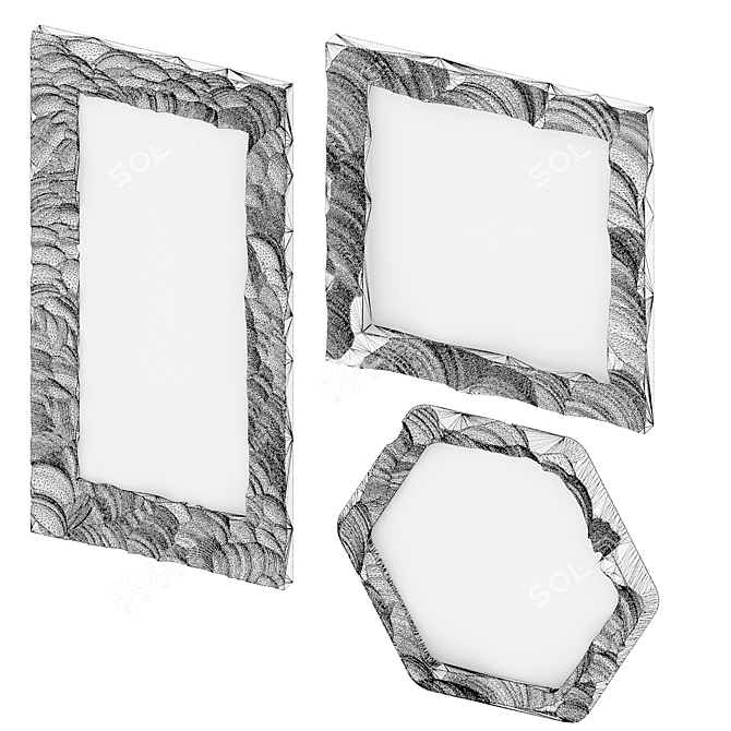 Artisan Gypsum Framed Mirror Set 3D model image 3