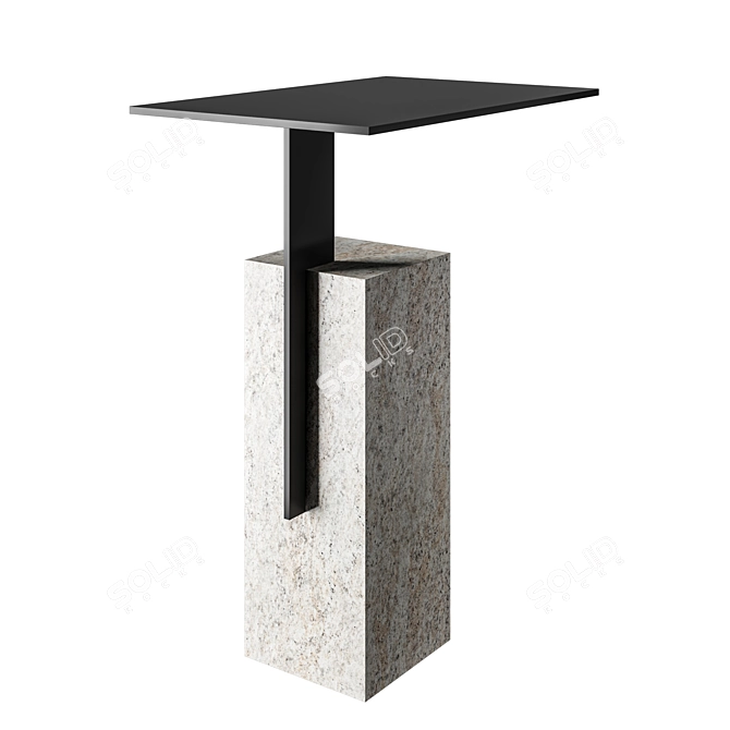 Modern Travertine and Metal Side Table 3D model image 3