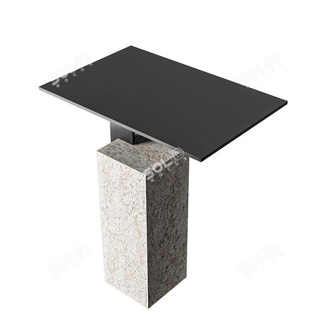 Modern Travertine and Metal Side Table 3D model image 4