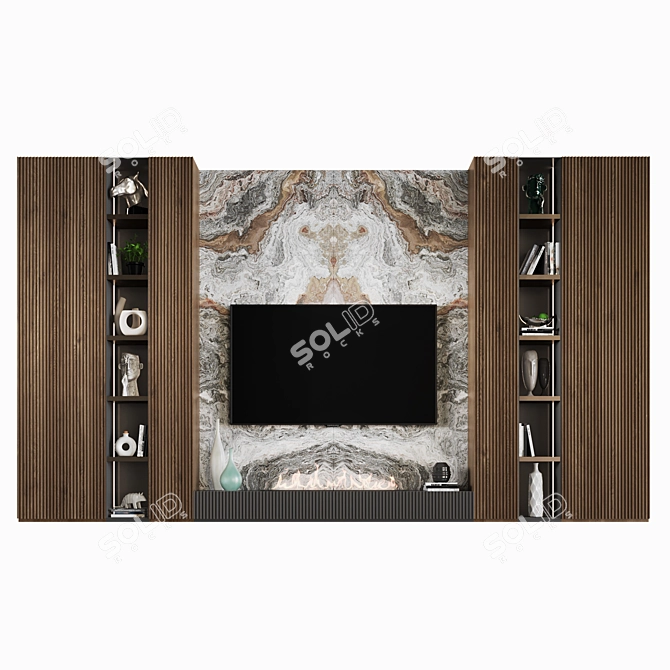 Gold Deco TV Wall Shelf 3D model image 1