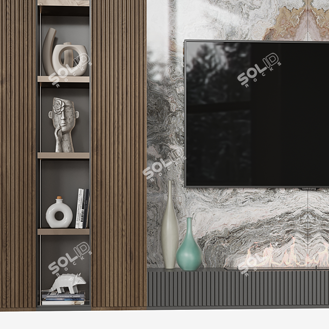 Gold Deco TV Wall Shelf 3D model image 4