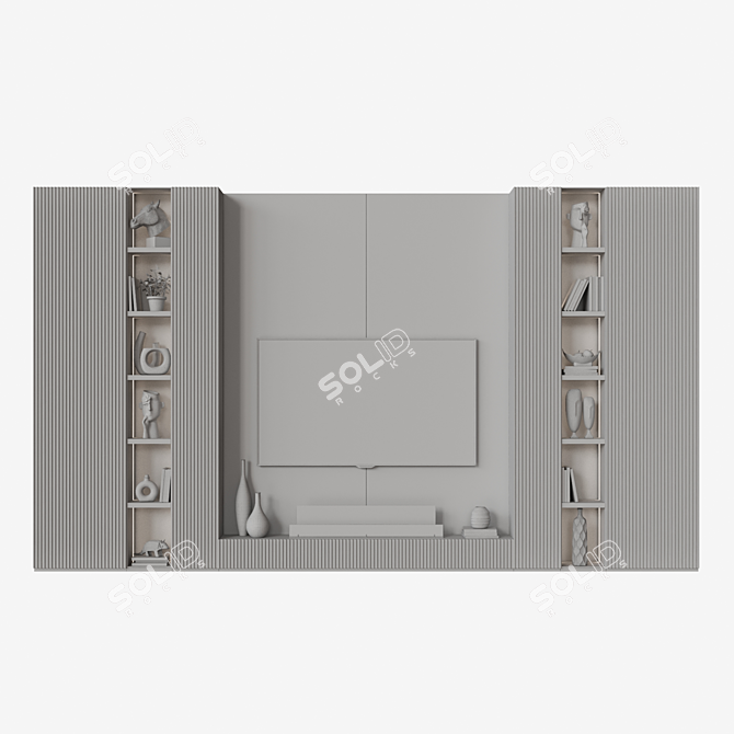 Gold Deco TV Wall Shelf 3D model image 6