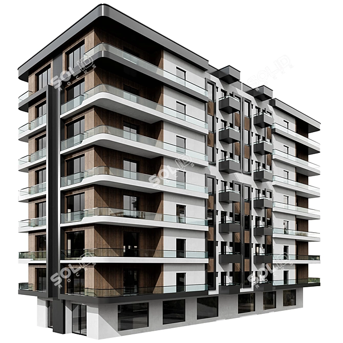 Modern Residential Building No86 3D model image 1