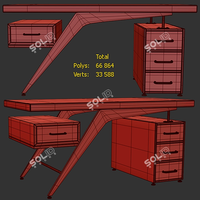 Corona 5 Office Desk Model 3D model image 2