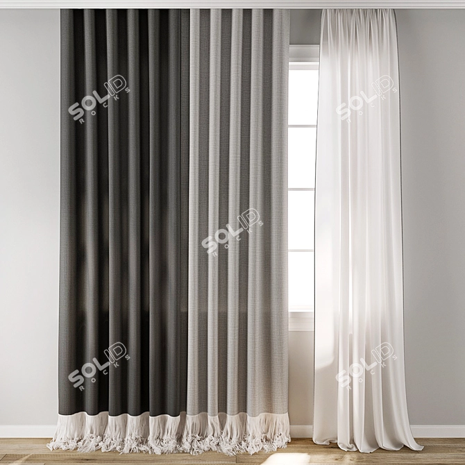  Vintage Curtain Model Set 3D model image 1