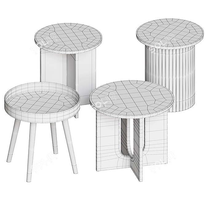 Scandinavian Coffee Table Set 3D model image 5