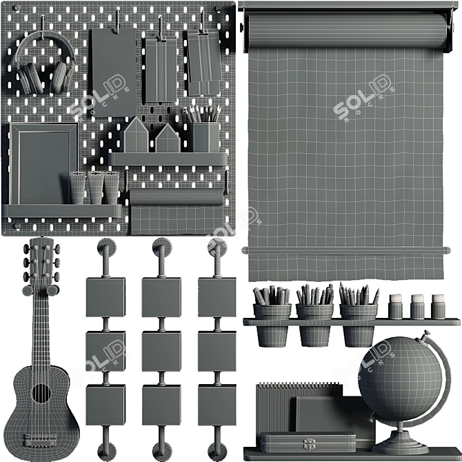 Modern Ikea SKÅDIS White Pegboard 3D model image 6