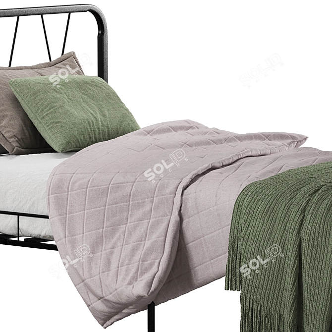 Modern Black Single Bed Mali 3D model image 5