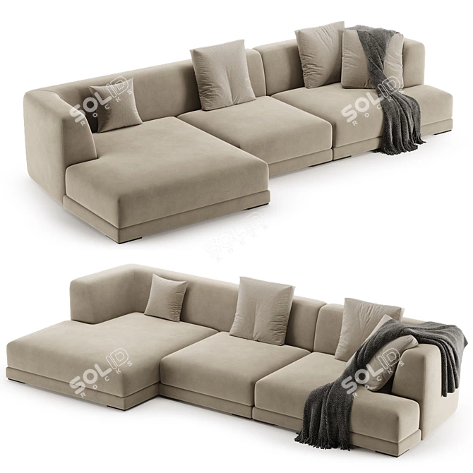 De Padova Alberese Chaise Sofa 3D model image 6