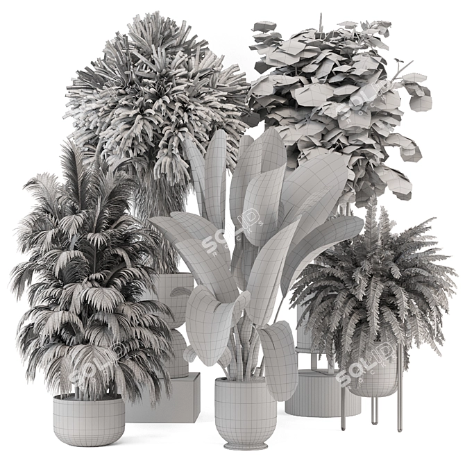 Rusty Concrete Pot Indoor Plants 3D model image 7