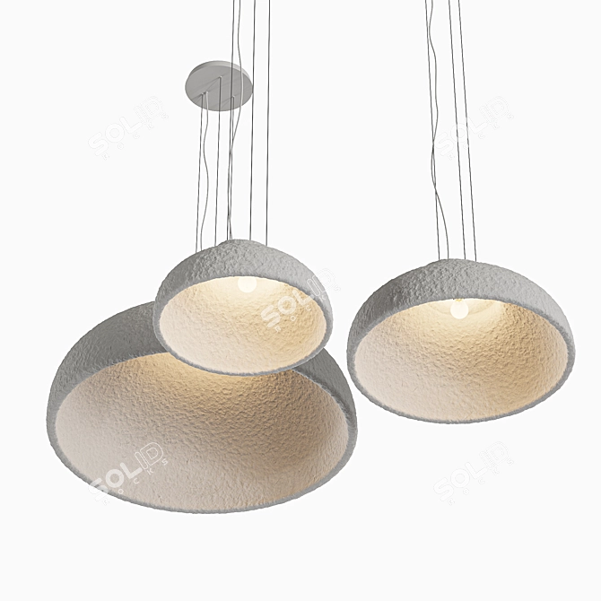 Elegant Gypsum Glass Chandelier Edmon 3D model image 2