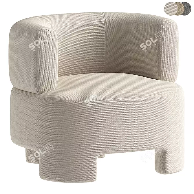 Darrel Small Fabric Armchair 3D model image 1