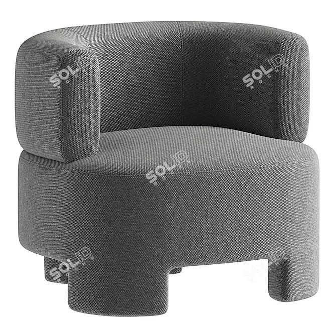 Darrel Small Fabric Armchair 3D model image 2