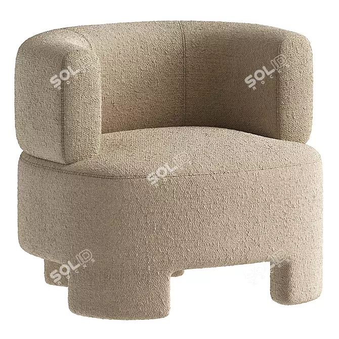 Darrel Small Fabric Armchair 3D model image 3