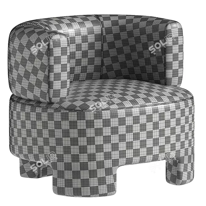 Darrel Small Fabric Armchair 3D model image 4