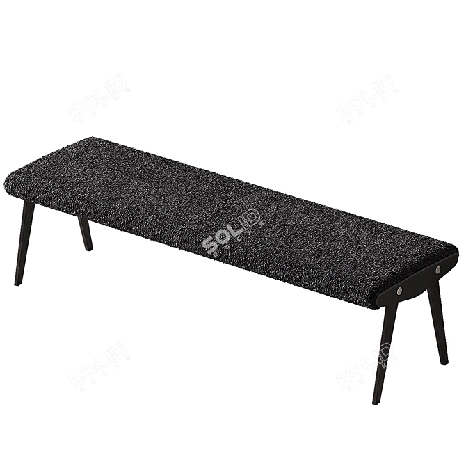 Contemporary Black Boucle Bench 3D model image 2