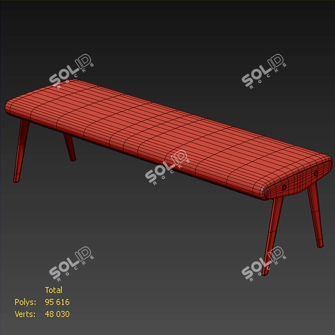 Contemporary Black Boucle Bench 3D model image 3