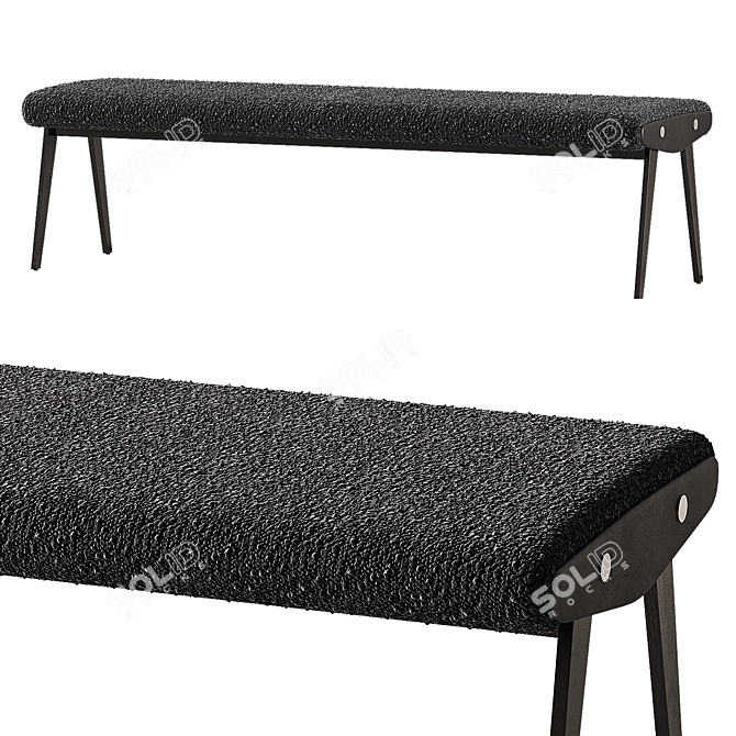 Contemporary Black Boucle Bench 3D model image 4