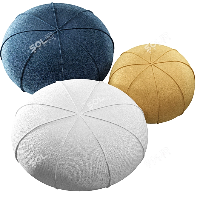 Cozy Modern Pouf Set 3D model image 2