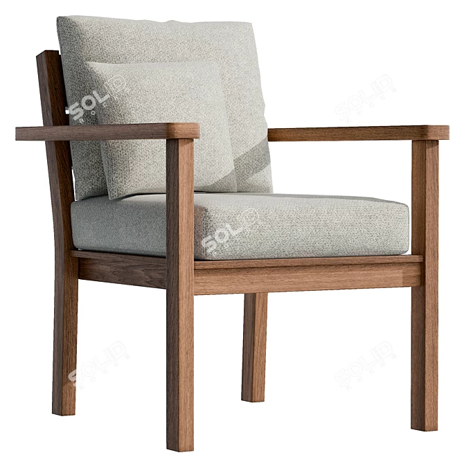 Stackable Wooden Lounge Chair, Real-size Model 3D model image 1